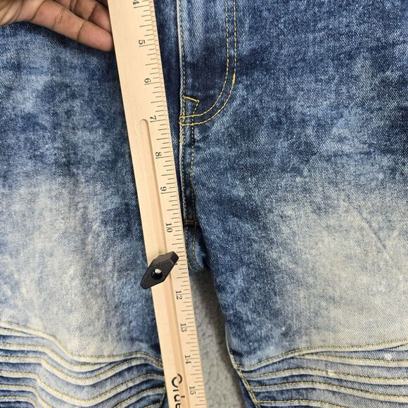 Southpole Men's Moto Skinny Jeans Blue Distressed Acid Wash Size 36x32 - Picture 13 of 16